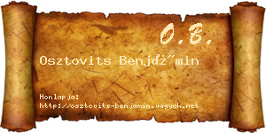 Osztovits Benjámin névjegykártya